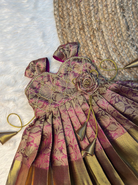 Royal Purple Sleeveless Rose Frock | CPM_0559