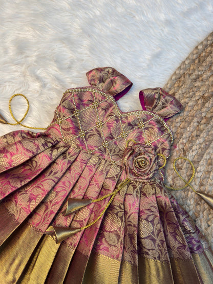 Royal Purple Sleeveless Rose Frock | CPM_0559