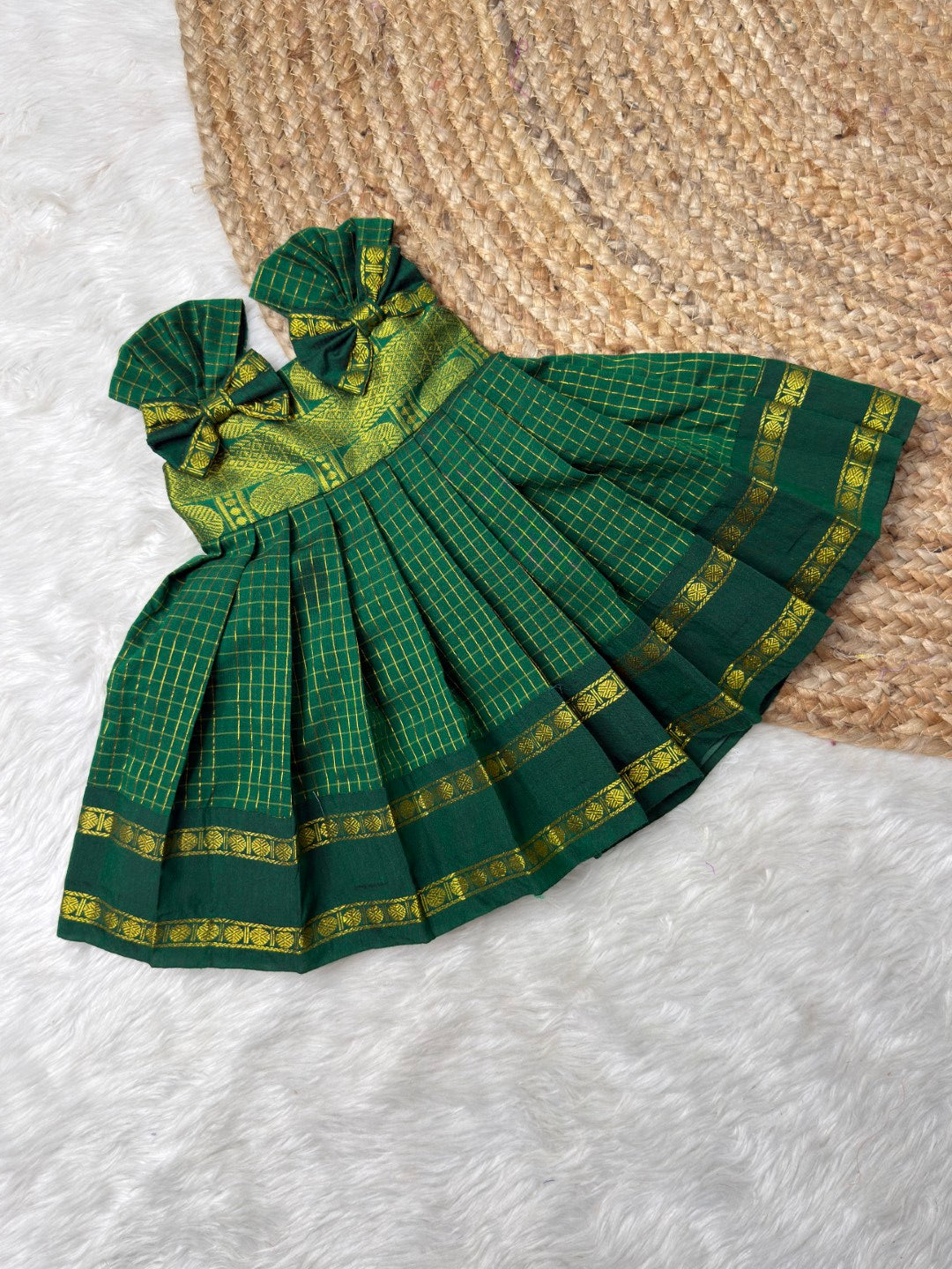 Pure Kalyani Cotton Green Frock | CPM_0560A