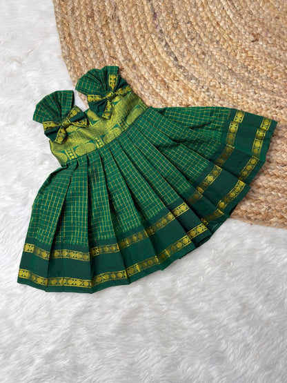 Pure Kalyani Cotton Green Frock | CPM_0560A