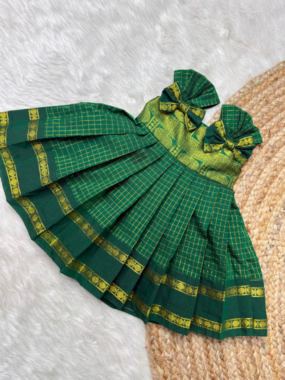 Pure Kalyani Cotton Green Frock | CPM_0560A