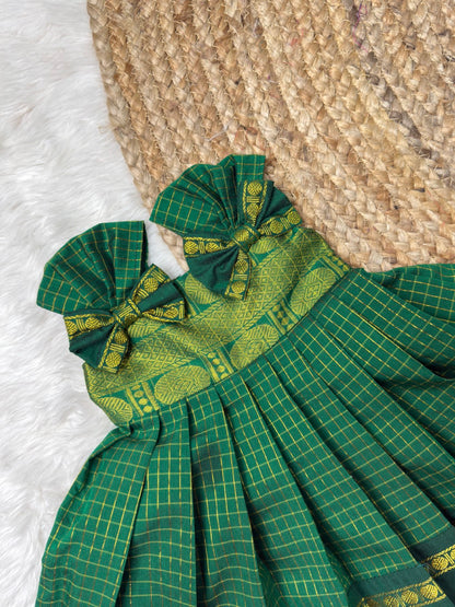 Pure Kalyani Cotton Green Frock | CPM_0560A