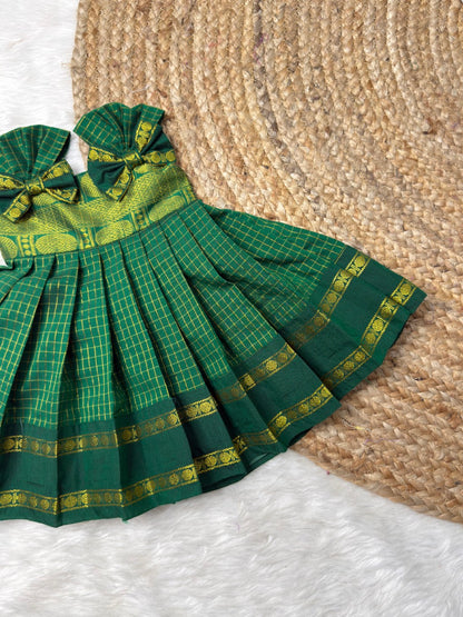 Pure Kalyani Cotton Green Frock | CPM_0560A