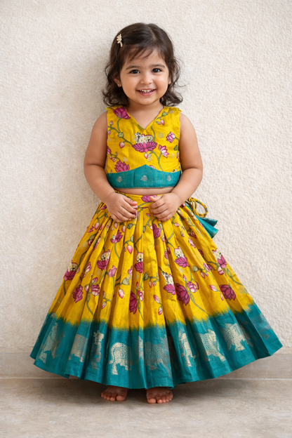 Yellow & Teal Cotton Sett | CPM_0562