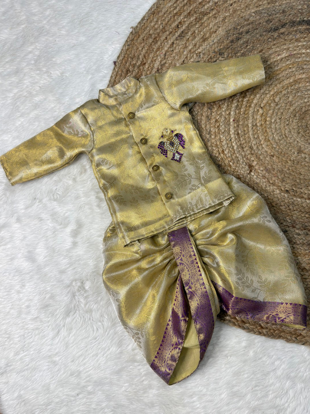 Gandabherunda Aari Kurta – Dhoti Set for Boy Baby | CPM_0567