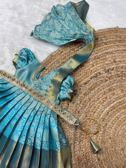 Blue Tissue Silk Baby Gown with Dupatta | CPM_0568