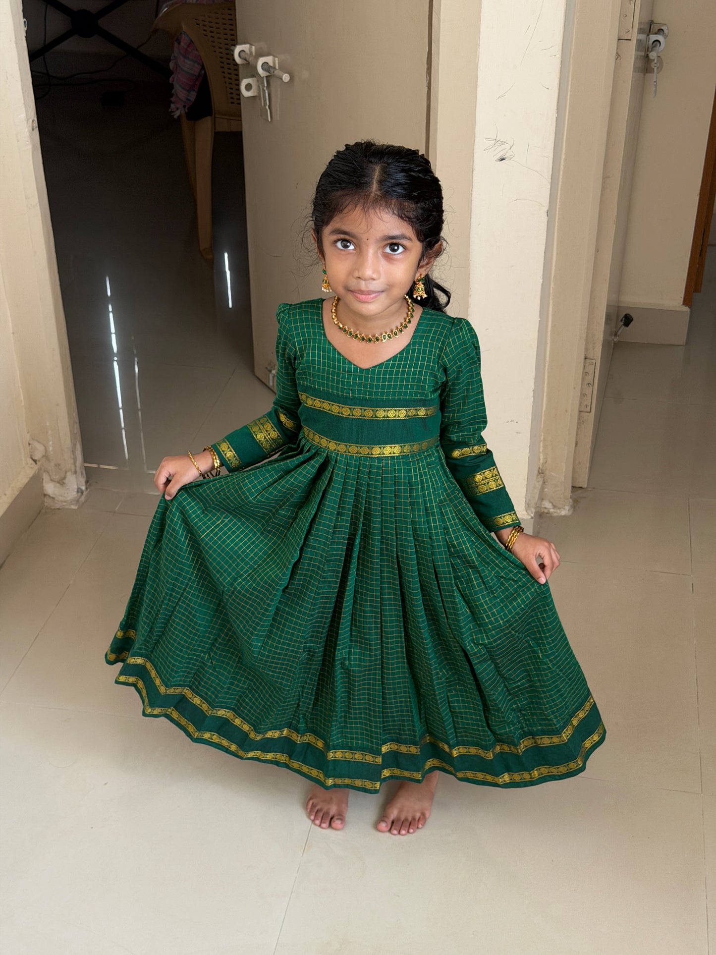Anvika - Green Cotton Gown | CPM_0571