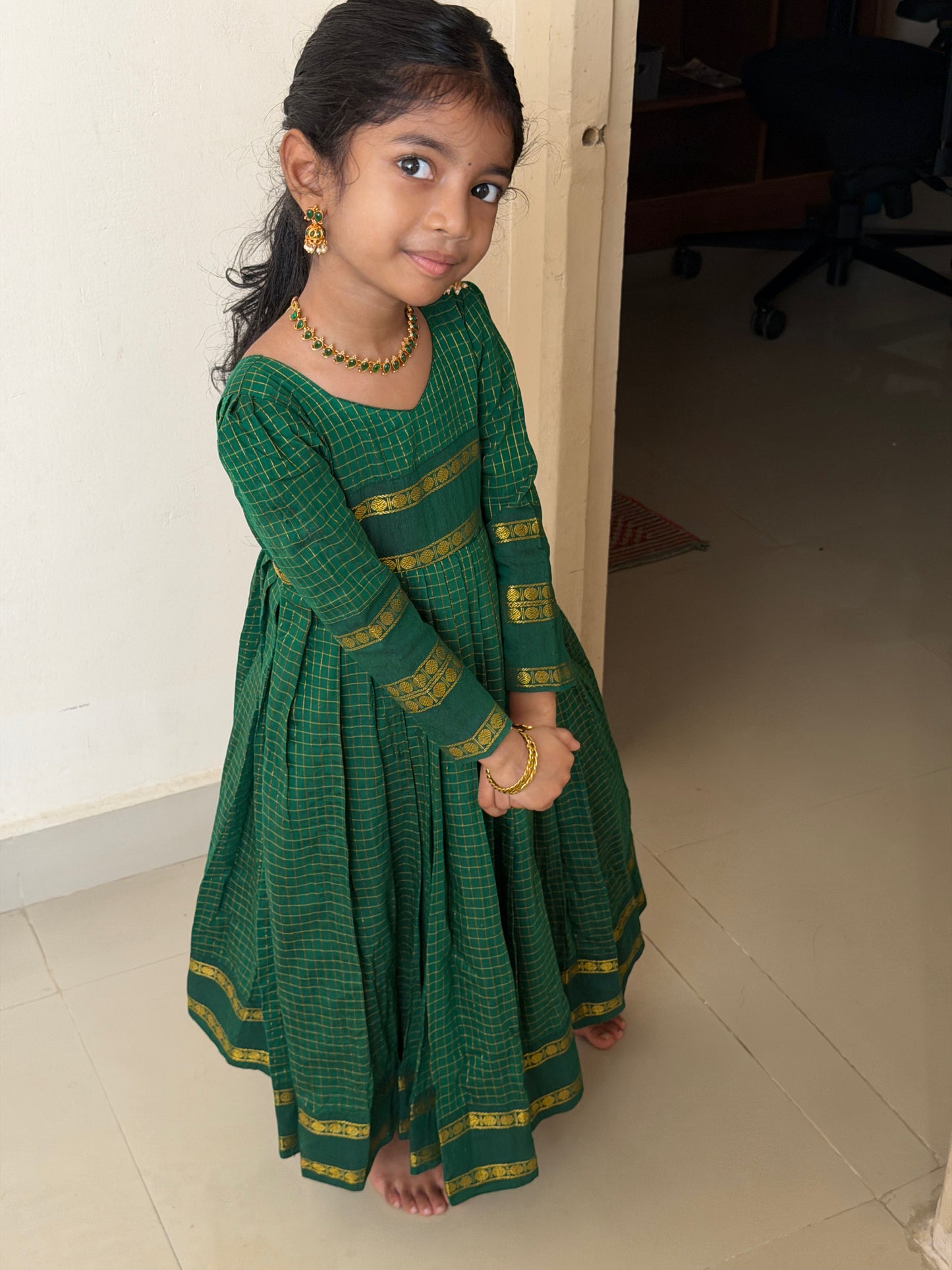 Anvika - Green Cotton Gown | CPM_0571