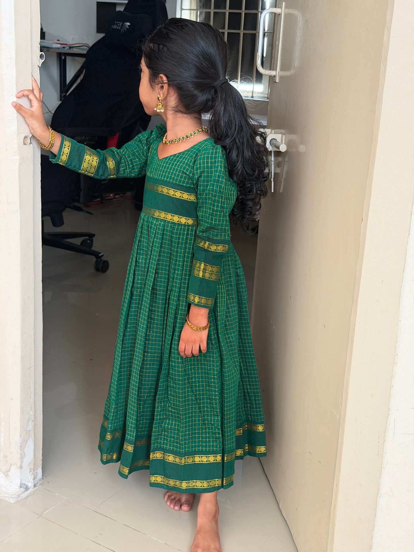 Anvika - Green Cotton Gown | CPM_0571