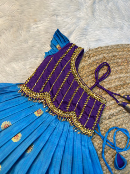Mayuri - Violet & Blue Warm Silk One Shoulder Aari Work Gown | CPM_0578