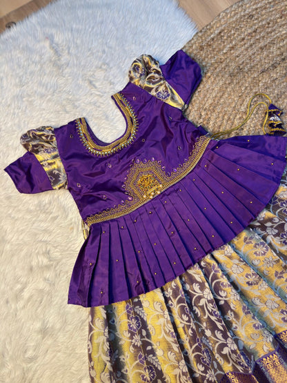 Purple Semi Kanchipuram Tissue Silk Aari Pattu Pavadai | CPM_0583