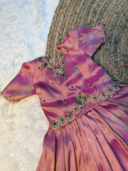 Rithu | Lilac Space Silk Aari Work Half Saree Set | CPM_0586