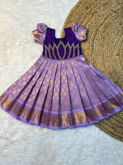 Sinamika | Violet & Lavender Kanchi Soft Silk Lotus Aari Work Gown | CPM_0595
