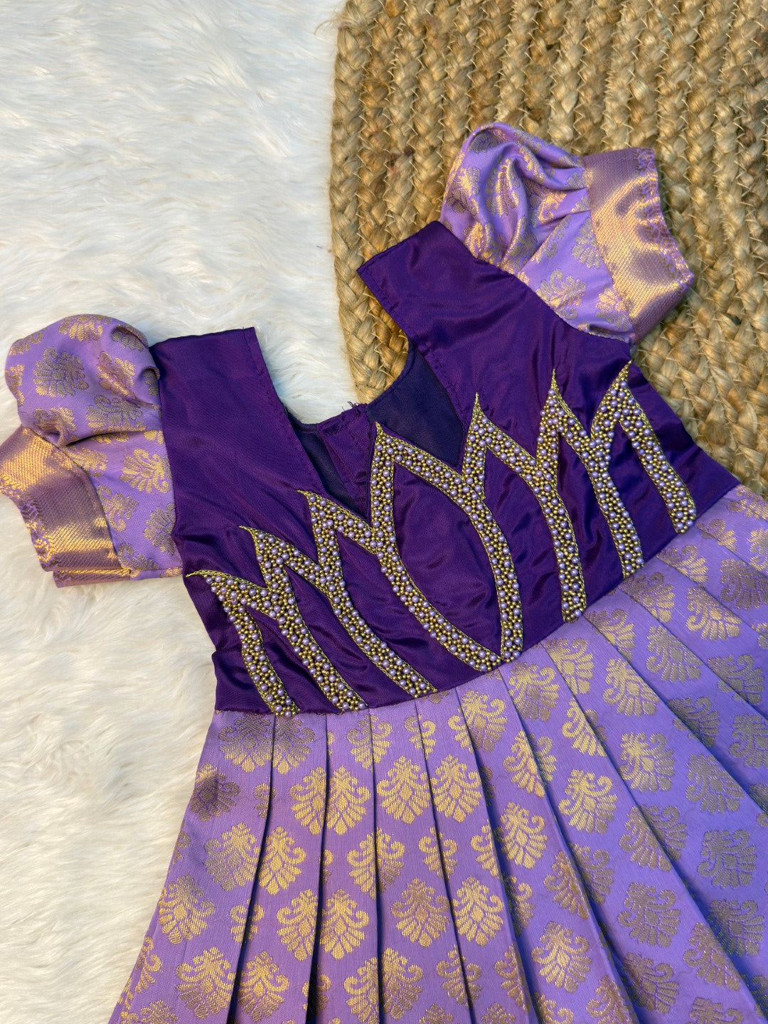 Sinamika | Violet & Lavender Kanchi Soft Silk Lotus Aari Work Gown | CPM_0595
