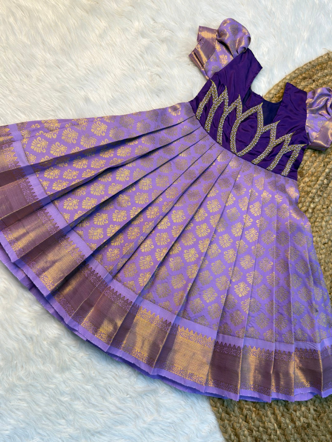 Sinamika | Violet & Lavender Kanchi Soft Silk Lotus Aari Work Gown | CPM_0595