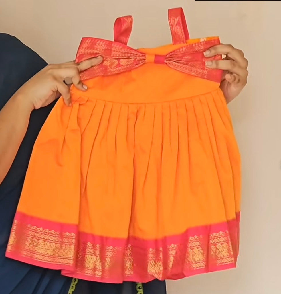 Orange Pure Kalyani Cotton Sleeveless Frock | CPM_0290_ORG