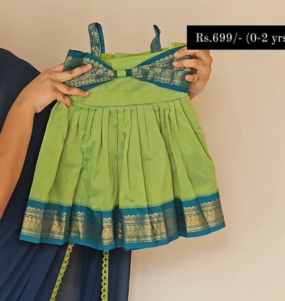 Green Pure Kalyani Cotton Sleeveless Frock | CPM_0290_GRN