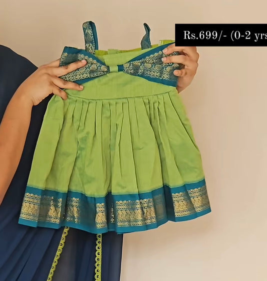 Green Pure Kalyani Cotton Sleeveless Frock | CPM_0290_GRN
