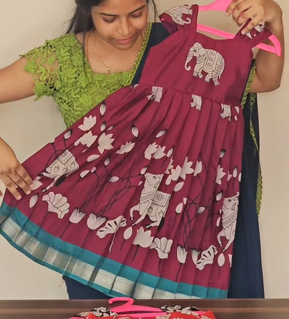 Purple Cotton Yet Traditional Tie-Up Frocks | CPM_0422_PPL