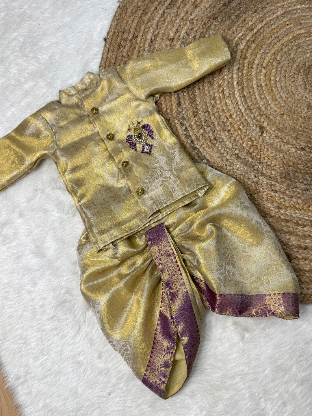 Gandabherunda Aari Kurta – Dhoti Set for Boy Baby | CPM_0567