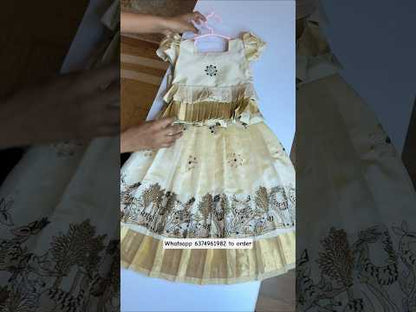 Off-White Double Layer Peplum Pattu Pavadai | CPM_0476