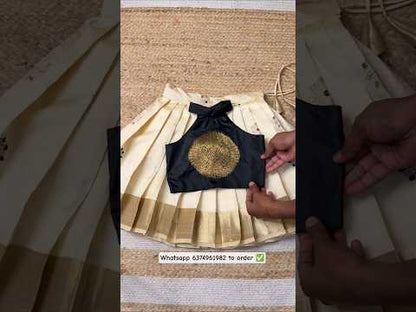 Black & Off-White High-Neck Top and Skirt Set | CPM_0466