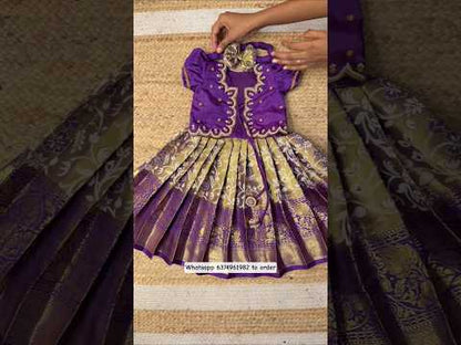 Royal Purple Kanchi Tissue Silk Aari Overcoat Set | CPM_0473