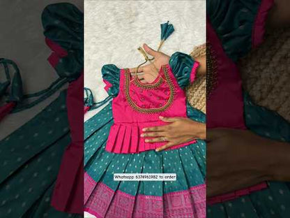 Ramar Green & Pink Kanchi Soft Silk Aari Pattu Pavadai | CPM_0500