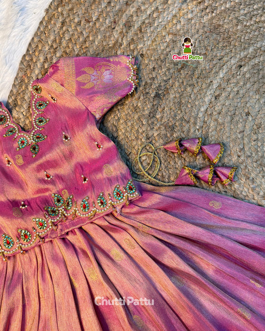 Rithu | Lilac Space Silk Aari Work Half Saree Set | CPM_0586